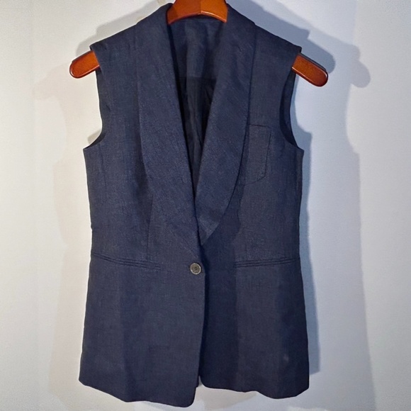 Eleventy Flax Linen Single Breasted Vest Blue Size 40/2 - NWT